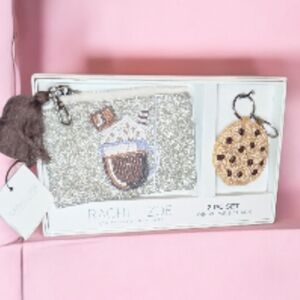 Rachel Zoe Silver Glitter Key & Card Holder Set